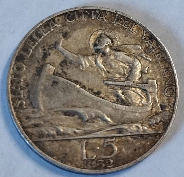 Moneta Citta' Del Vaticano Pio Xi 5 Lire 1932