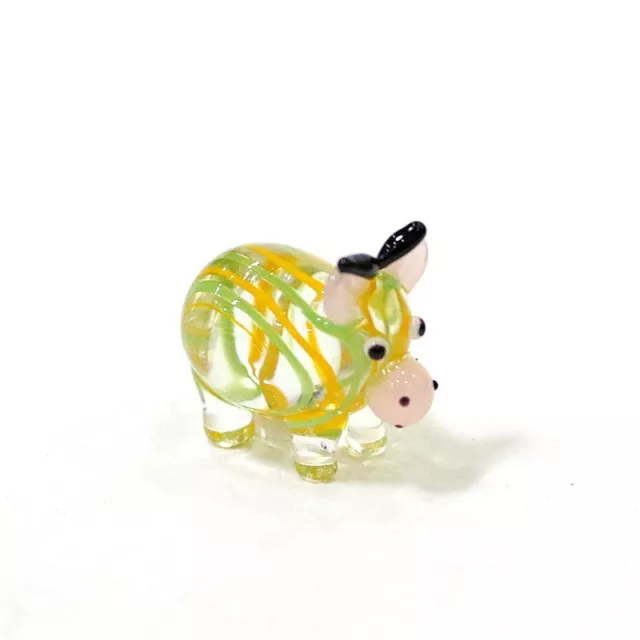 Handmade Glass Figurine Cute Mini Cow Ornaments Country Fresh Style Cartoon Anim