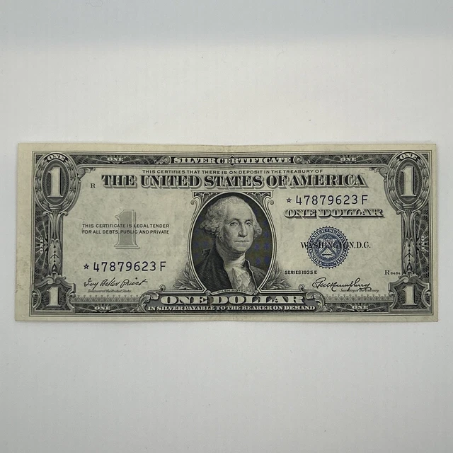Series 1935 E Blue Seal $1.00 One Dollar Silver Certificate Star Note Crisp 22