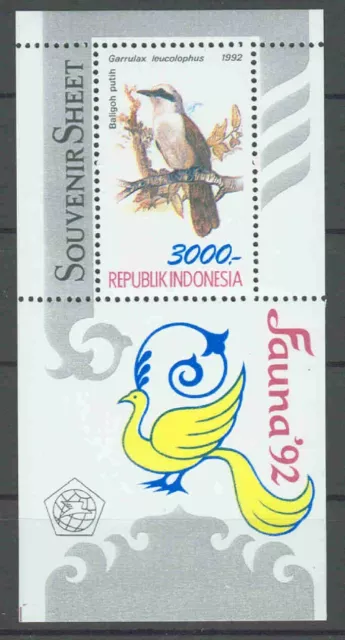 INDONESIEN - Block 84 Fauna'92 Bird Vogel "Weißhaubenhäherling" 1992 - **/MNH