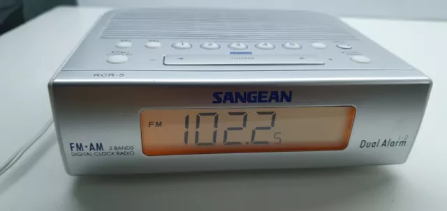 Sangean RCR-5 Digital Clock Radio Player Works White AM/FM 2 Bands Dual Alarm