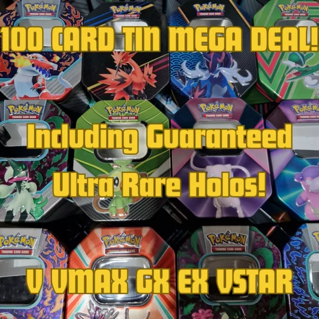 Pokemon Cards Gift MEGA TIN Bundle - Joblot Collection With Ultra Rare Holos 2