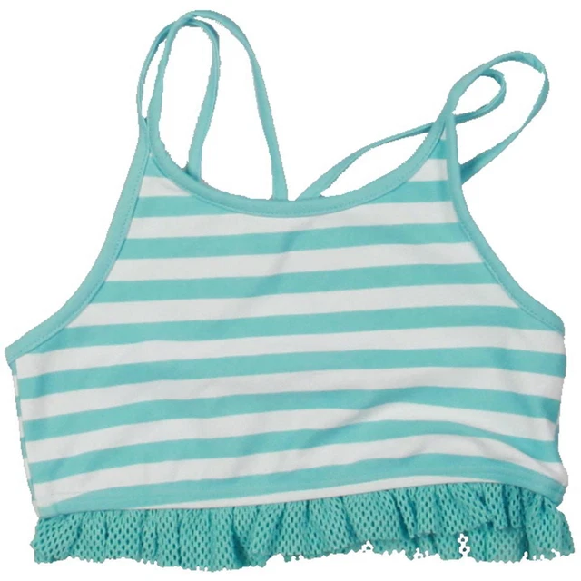Ideology Girls Blue Striped Beachwear Tankini Swim Top 5  4567