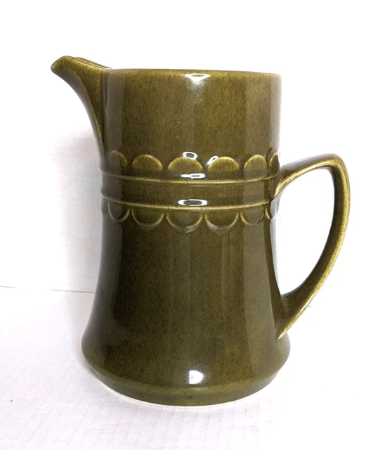 HOMER LAUGHLIN SHEFFIELD Granada Avocado Olive Green 7” Pitcher 