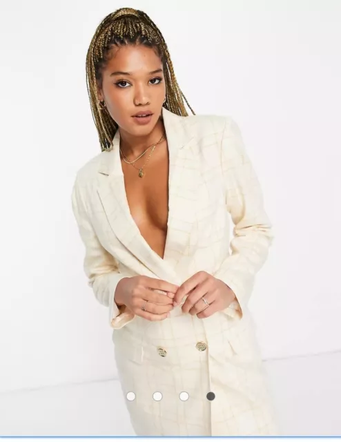Miss Selfridge check tailored blazer dress in ivory, Brand new with tags RRP £59