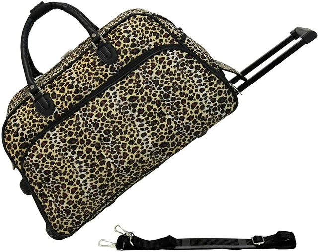 Women's Leopard Print 21" Rolling Duffel Bag Suitcase Garment Carry-on Duffle