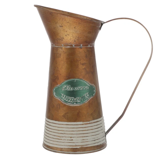 Metal Flower Vase Shabby Chic Pitcher Vase Vintage Galvanized Can Jug Vase