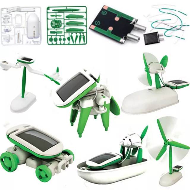 1 X Creative DIY Power Solar Robot Kit 6 In 1 Educational Learning Toy for Ki MZ