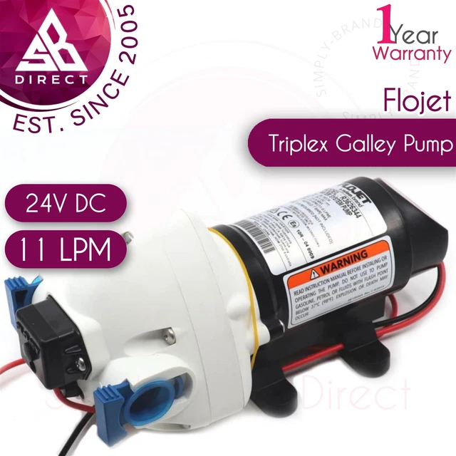 Flojet Triplex Galley Pompe │ 24V Dc │ 11 Lpm │ 40 Psi │ Pour Marine Bateau │