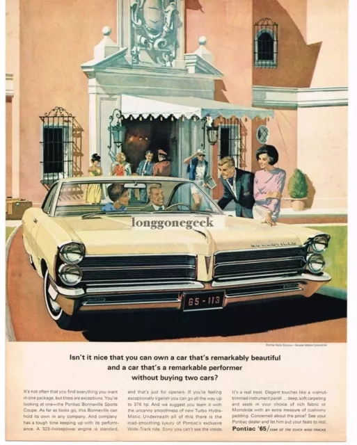 1965 Pontiac BONNEVILLE Cream 2-door Art Fitzpatrick Van Kaufmann Vintage Ad