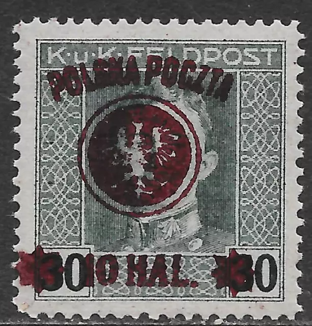 Polen Briefmarken 1918 MI 22b Violett Ovpt signiert MLH Sehr guter Zustand