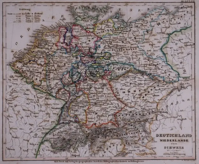 1831 Universal Atlas Historical Map ~ GERMANY - HOLLAND - BELGIUM ~(10x12)-#1254