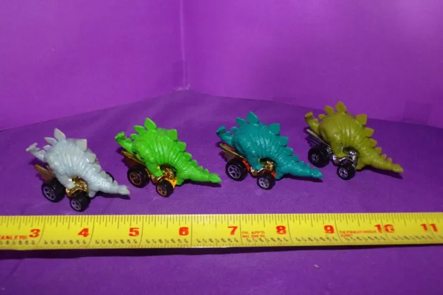 1994 Hot Wheels Stegosaurus Dinosaur Cars LOT OF 4 SPEED-A-SAURUS 4 NICE COLORS