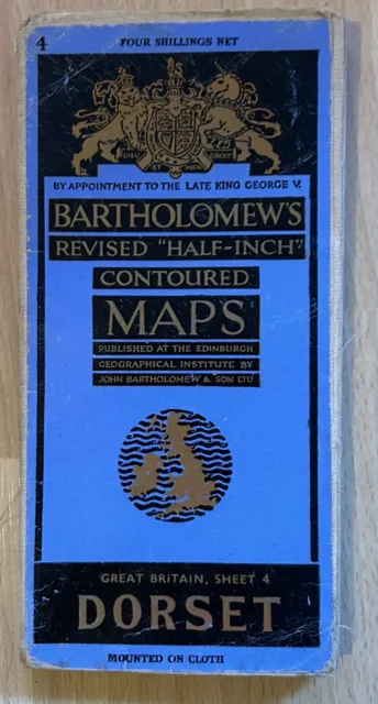 Bartholomew's Half Inch Contoured Map Sheet 4, Dorset, Mounted On Cloth