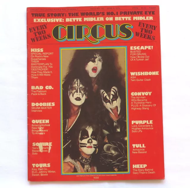 Circus Magazine April 1976 First Kiss Cover Error Issue Dated 1975 Rock Music