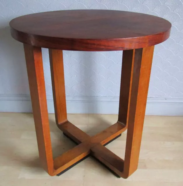 Early 20th Century Art Deco Round Top Walnut SideTable