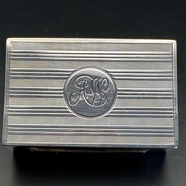 Solid Silver Engined Turned Matchbox Cover - Birmingham 1922 by Collingwood