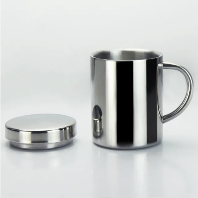 Double Wall Stainless Steel Tea Cup Travel Insulated Coffee Mug Flask w/ Lid