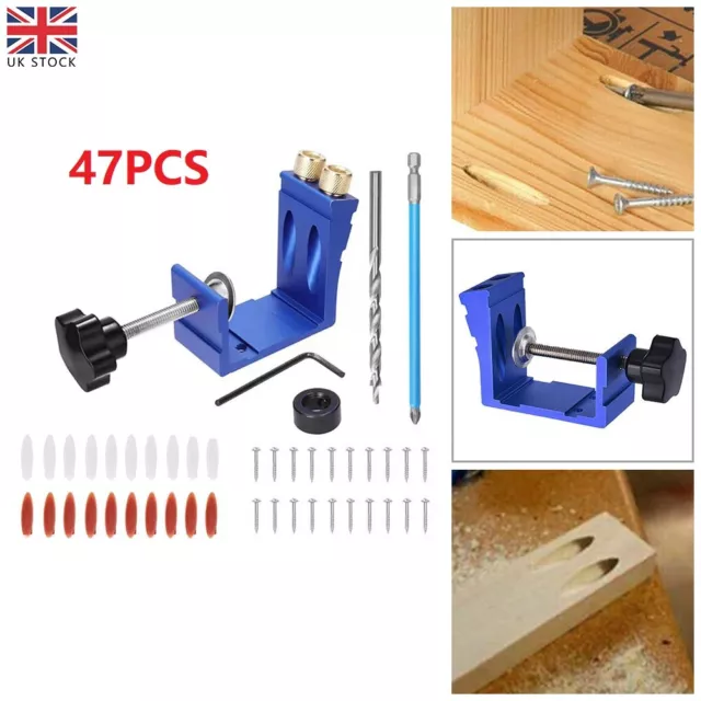 Pocket Hole Jig Kit Dowel Drill Joinery Screw Carpenters Woodwork Angle Tool Hot