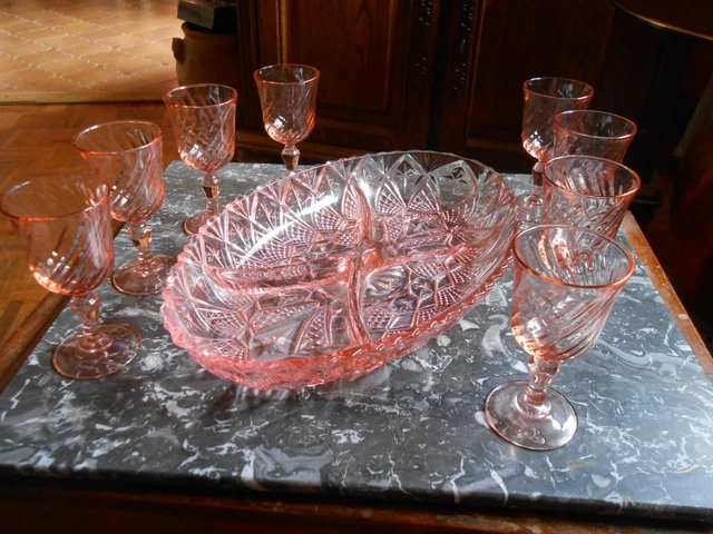 Plat Apéritif Vintage à Compartiments - Métal Argenté Et Verre - Bon état