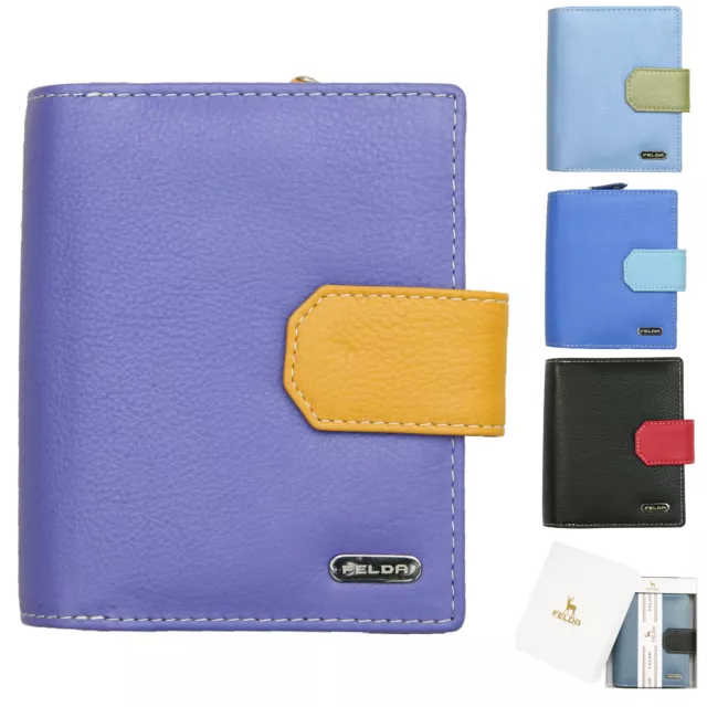 Ladies Purse Wallet GENUINE LEATHER Women Gift RFID Protected 14 Card Slot FELDA