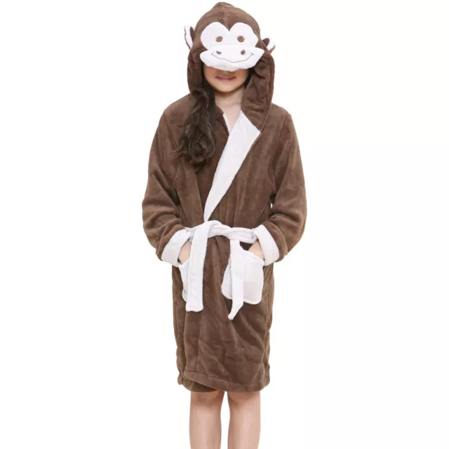 A2Z 4 Kids Super Soft 3D Monkey Animal Hooded Bathrobe Dressing Gown Beach Robe