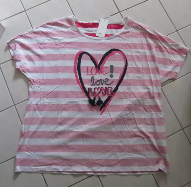 BRAX T-shirt Herz gestreift rosa/pink-weiß Gr. 40 Neu mit Etikett