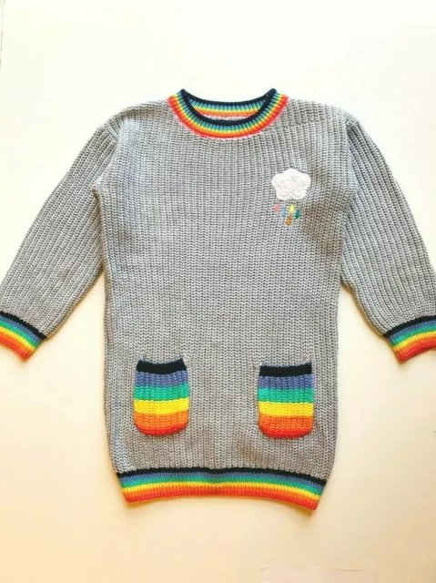 Abito da ragazza maglione lavorato a maglia arcobaleno ex high street prezzo £18 - £20 100% cotone