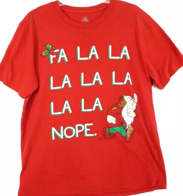Disney Seven Dwarfs Grumpy Christmas Holiday T-Shirt, Mens Adult Large, Red
