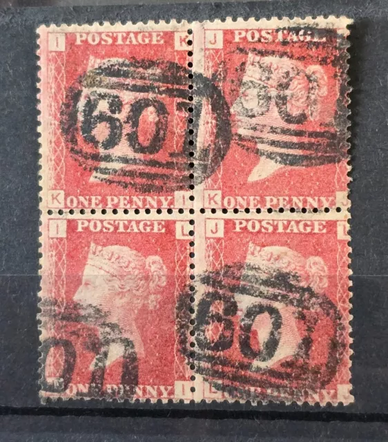Gb Queen Victoria Sg 43 1D Red Pl 72 Block Of 4 Used