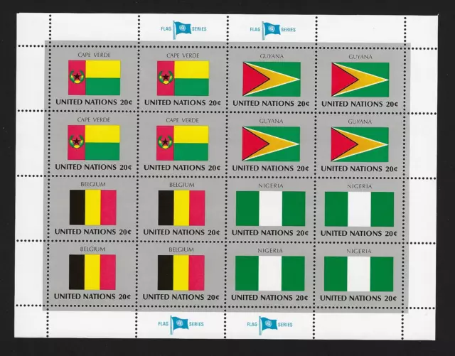 United Nations — Flag Series: Cape Verde, Guyana, Belgium & Nigeria — MNH