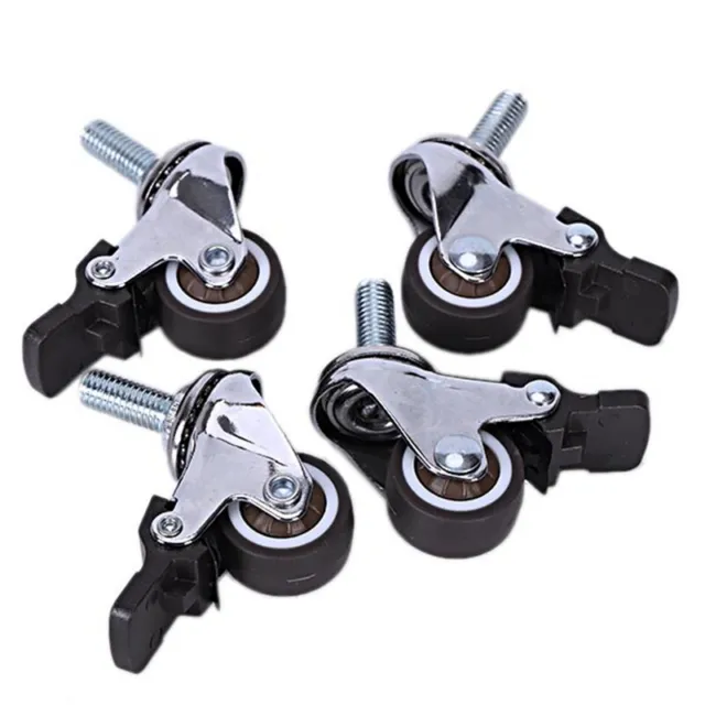 4Pcs  Small Casters 1 Inch M8X15Mm Tpe Silent Wheels With Brake Universal4475