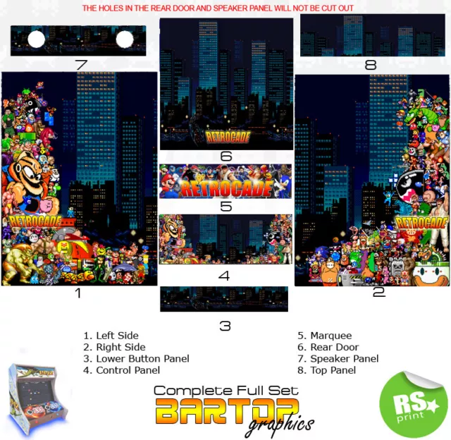 Retrocade Full/Half Sets Arcade Artwork  Arcade Graphics Stickers All sizes