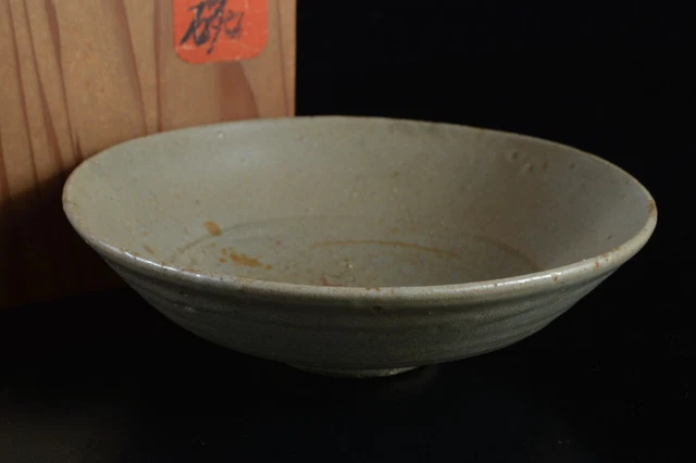 G2129: XF Korean Goryeo celadon TEA BOWL Green tea tool w/signed box