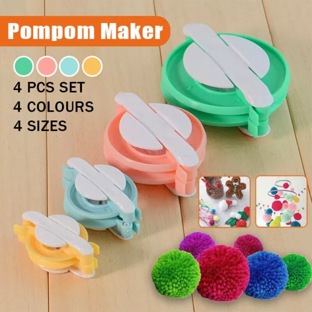 4 Sizes Knitting Loom DIY Pompom Maker Wool Tool Ball Weaver Needle Craft GD AU