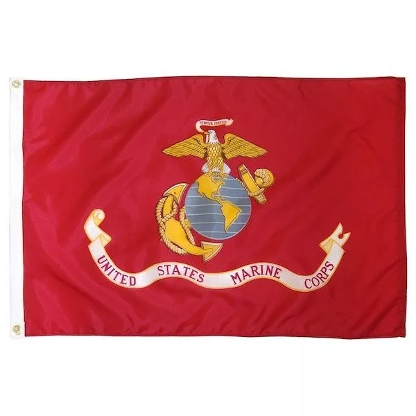 US Marine Corps 3'x5' Flag - USMC Eagle Globe & Anchor Red Flag (Made in USA)