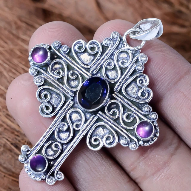 Pendentif Croix Collier En Argent Sterling 925 Avec Pendentif En Forme De Croix Et Cristal Preciastore, Cristal, Cristal Collier Femme Argent