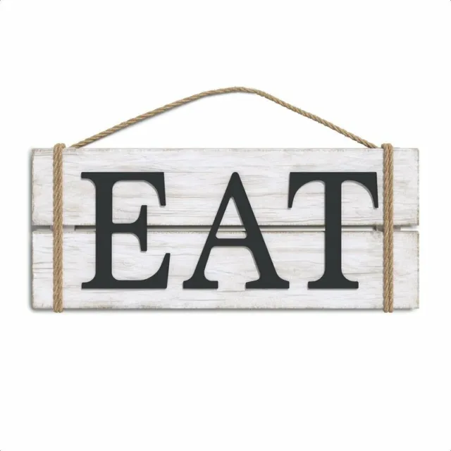 Eat Wood Wall Art Sign Rustic Primitive Farmhouse Country Kitchen 12"x6" O31