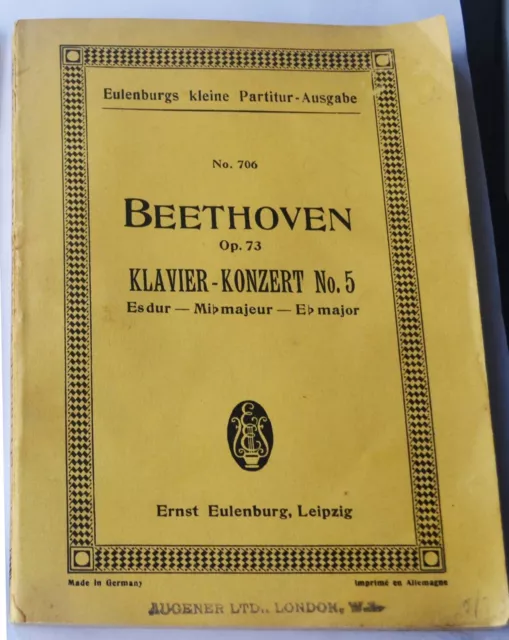 Beethoven - Piano Concerto No. 5, Op. 73 Edition Eulenburg No. 706 Music score