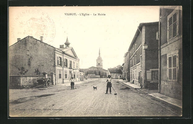CPA Vignot, L´Eglise, la Mairie