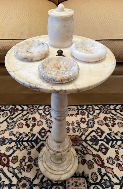 Early 20th Century Marble Side Table or Smoking Stand with Accessories