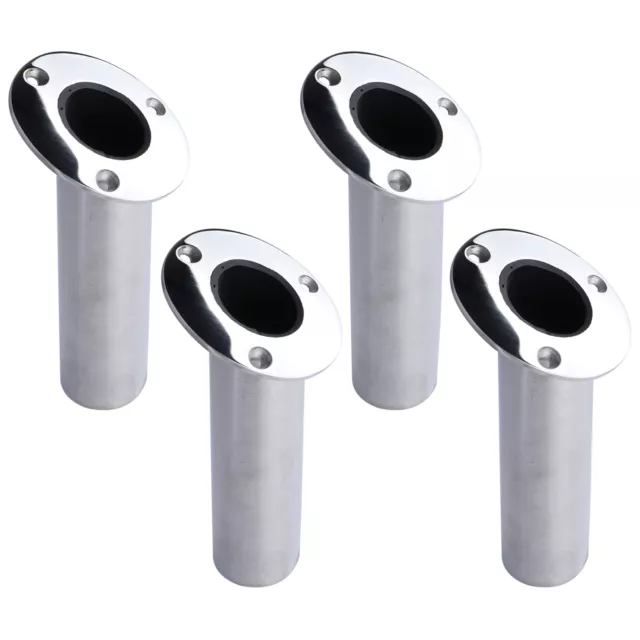 4X 316 Stainless Steel Boat Fishing Rod Holder 30 Degree Flush Mount with Drain