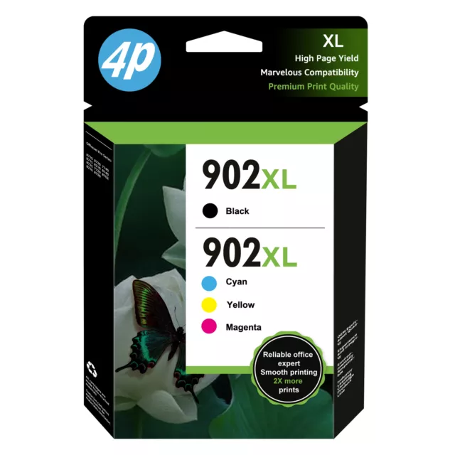 4 Pack 902XL 902 Ink Cartridge for HP Officejet Pro 6978 6960 6968 6970 6975