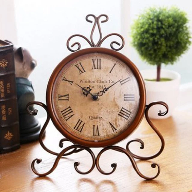 Decoraciones Estantes Estilo Rococó Reloj de Escritorio Decoración Estantes Marrón