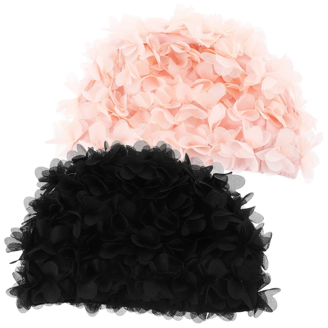 2Pcs Decorative Petal Swim Cap Hair Protection Swimming Cap Summer Swimming