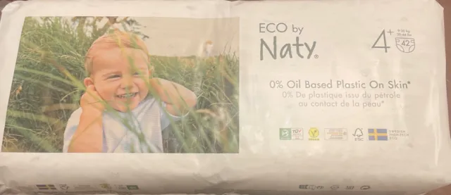 Eco by Naty - Baby Nappies  - Size 4+ - 42 Pack ( 9-20 kg ).  BNSIP