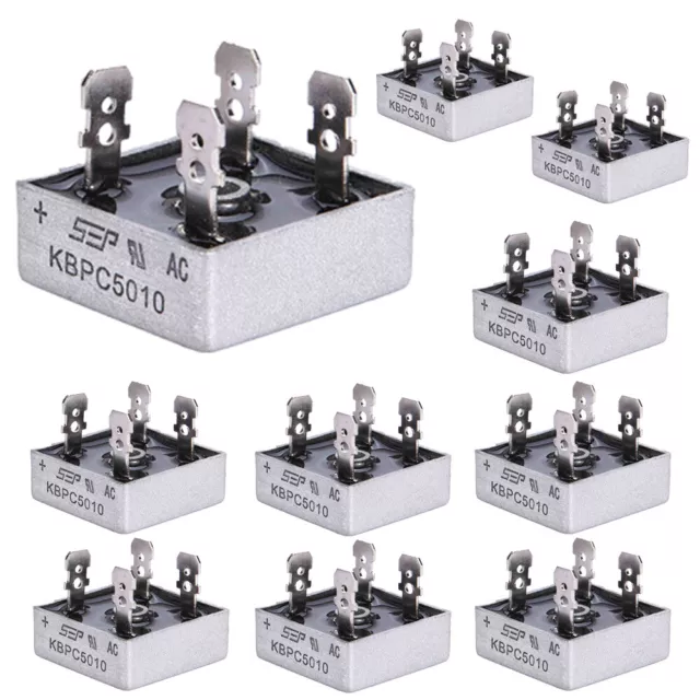 1/5/10PCS 1000V 50A Metal Case Single Phase Diode Bridge Rectifier KBPC5010