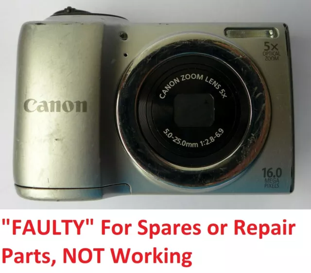 "FAULTY" Canon PowerShot A810 16.0MP Digital Camera For Spares or Repair, Parts