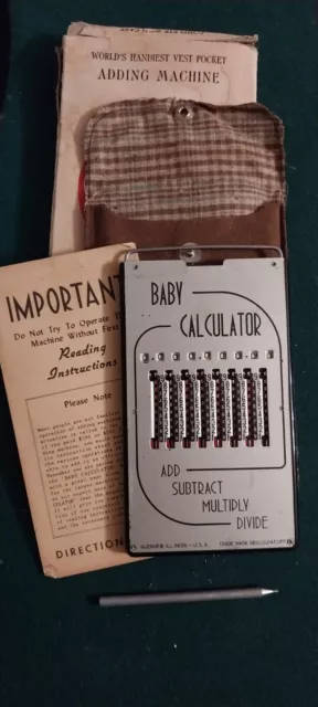 Baby Calculator Antique personal calculator W/ Stylus Non Electronic Analog