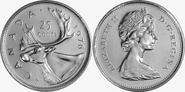 Canada 1976 25 Cents BU UNC Uncirculated Twenty-Five Cent Piece!!